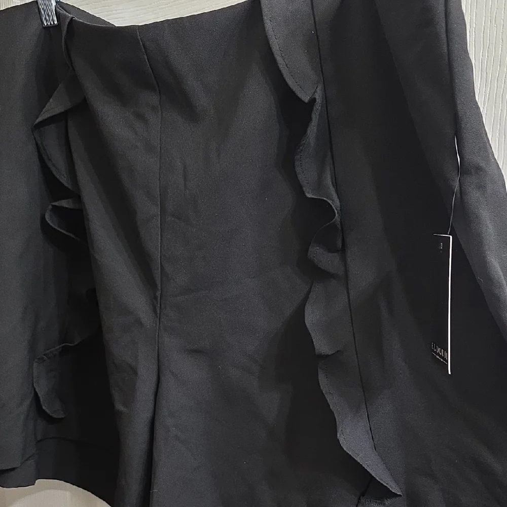 Eloquii High Waist Black Shorts with Ruffle Front Size 18